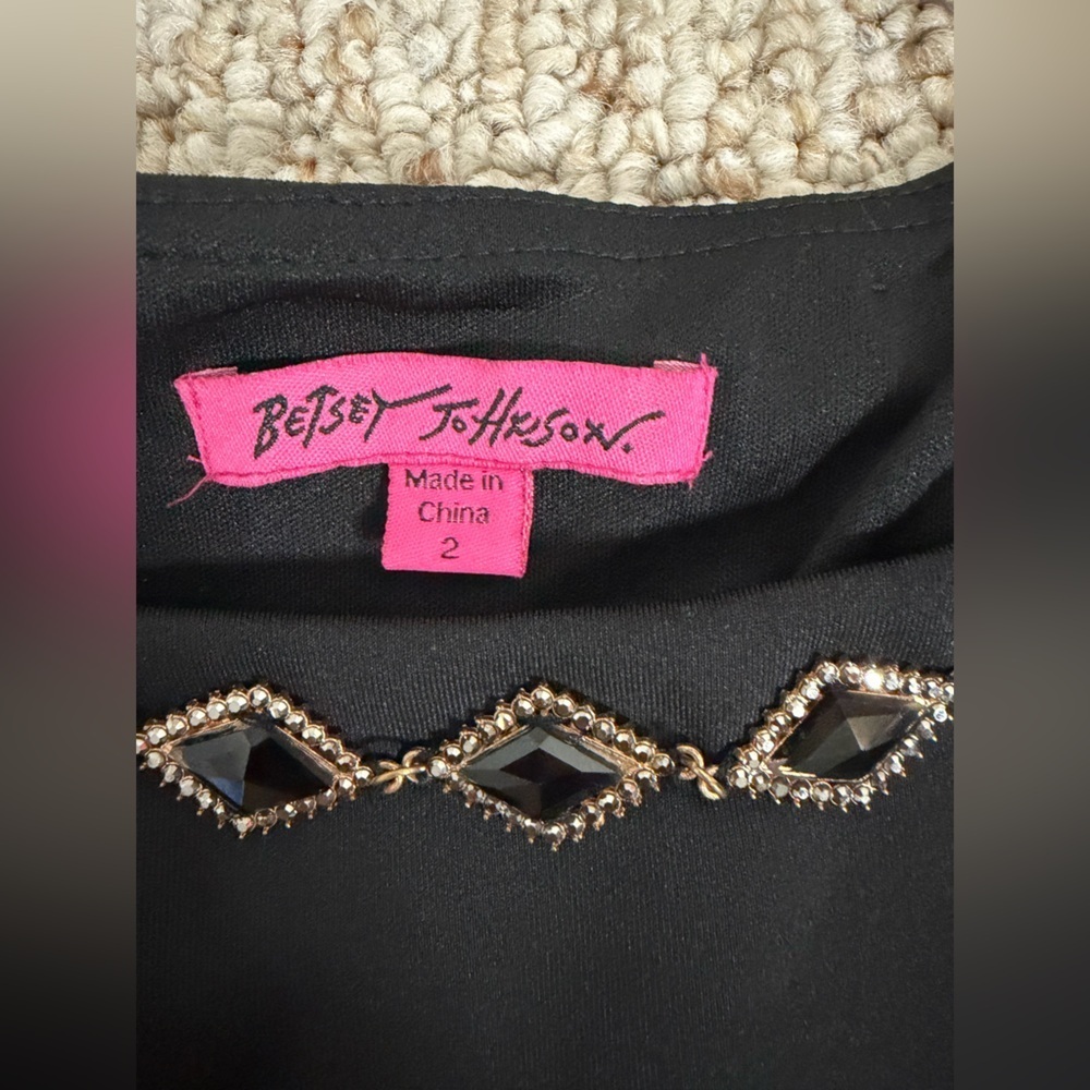 Betsey Johnson Black Dress with Gold Chain Detail size 2 - Picture 2 of 8